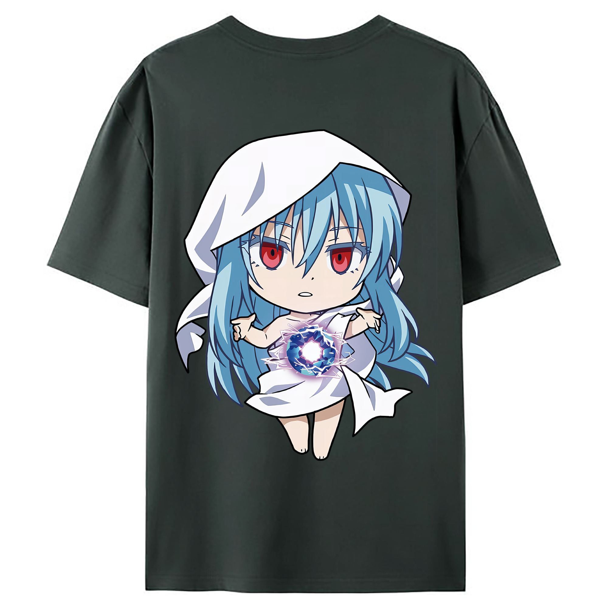 （画像用） 転スラ Regarding Reincarnated to Slime 綿100％ メンズ半袖Tシャツ（バックプリント） 通気性